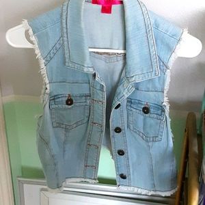 Cropped jean vest